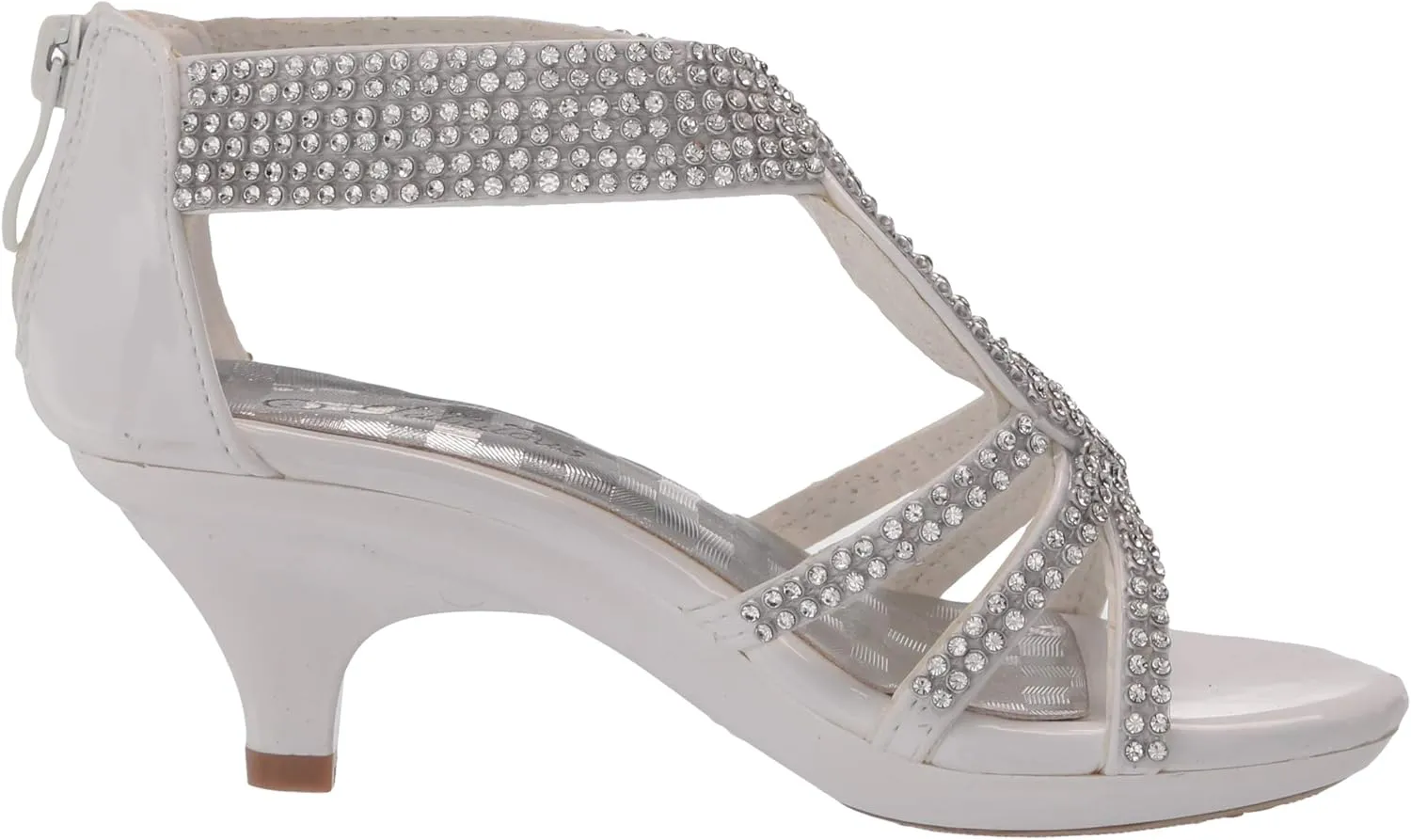 Fabulous Kids Teresa 86K Little Girls Rhinestone Pageant Heels Synthetic Sandals Silver