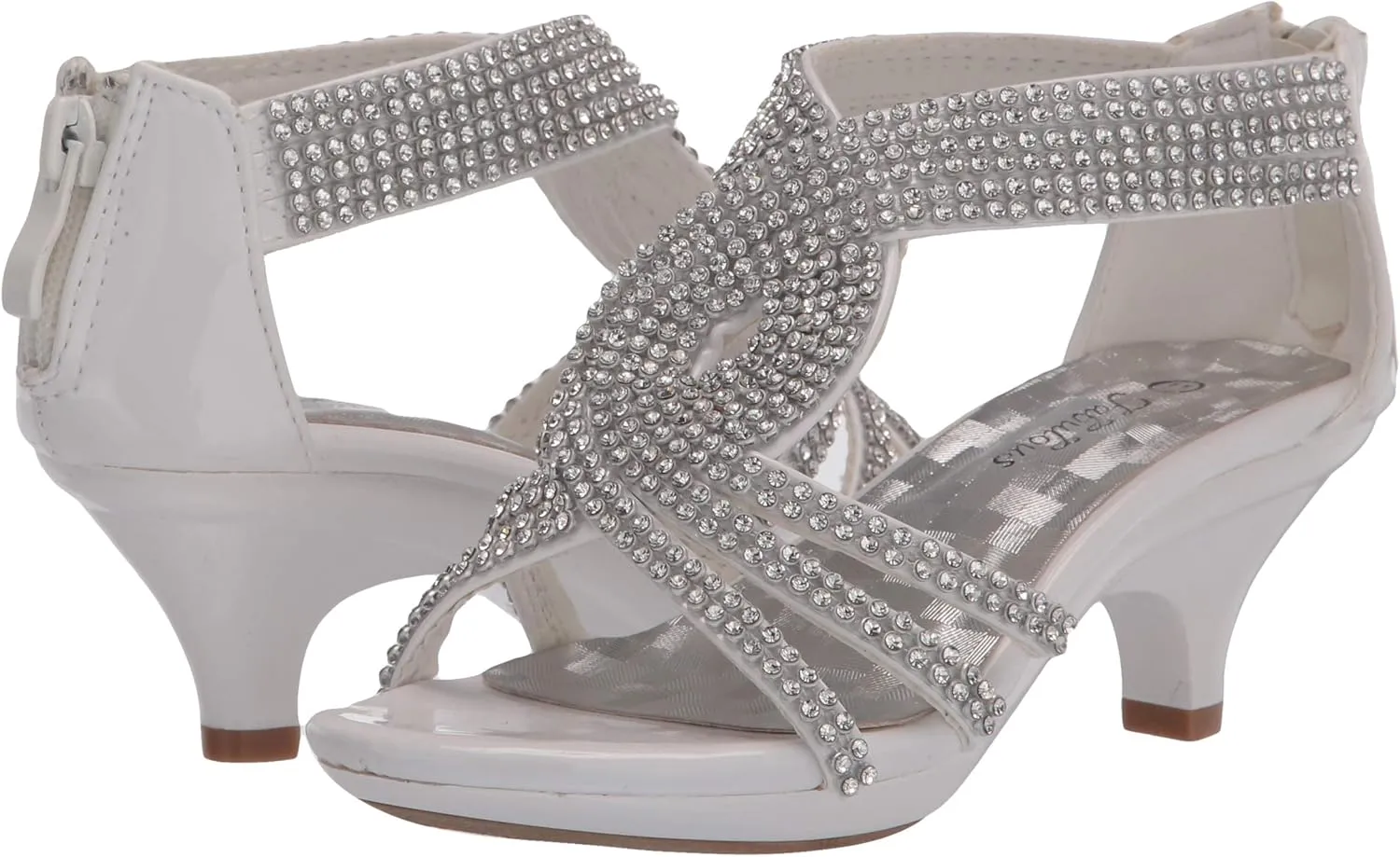 Fabulous Kids Teresa 86K Little Girls Rhinestone Pageant Heels Synthetic Sandals Silver