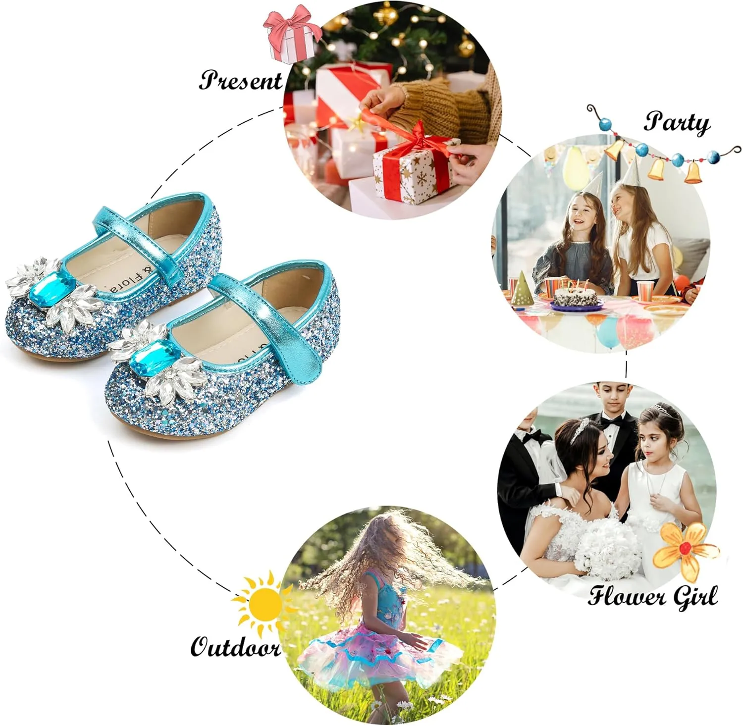 Felix & Flora Girls Toddler Little Ballet Shoes - Flower Girls Mary Jane Flats Dress Shoes Party Wedding