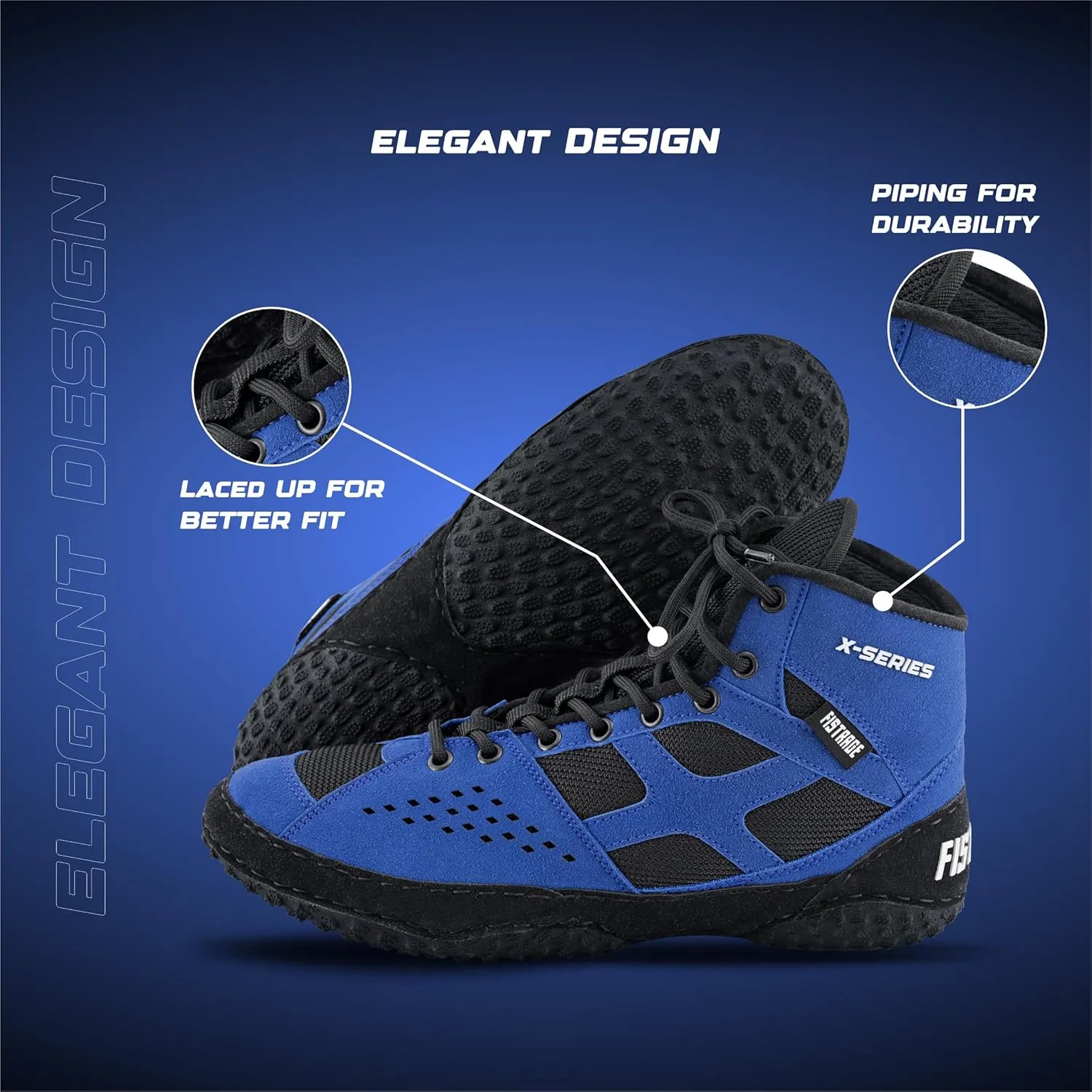 FISTRAGE Wrestling Shoes For Men, Women, Youth Lightweight Shoes Fighting Wrestling - AmmaraHide Seude with Rubber Sole, Sports Master Training Boots | Combat Footwear | Ventilated Design With Mesh | Pro Geniune Handmade Unisex Shoes