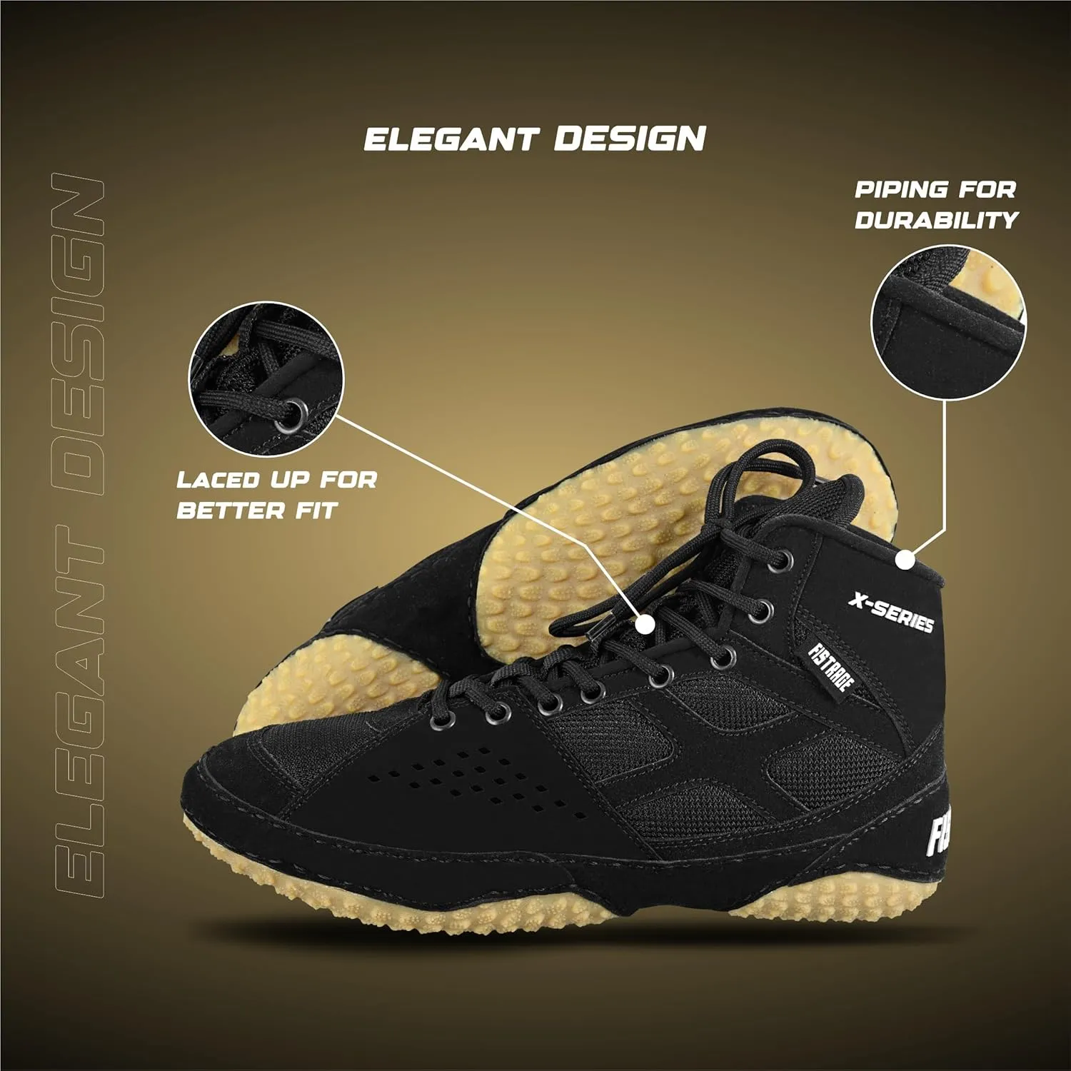 FISTRAGE Wrestling Shoes For Men, Women, Youth Lightweight Shoes Fighting Wrestling - AmmaraHide Seude with Rubber Sole, Sports Master Training Boots | Combat Footwear | Ventilated Design With Mesh | Pro Geniune Handmade Unisex Shoes