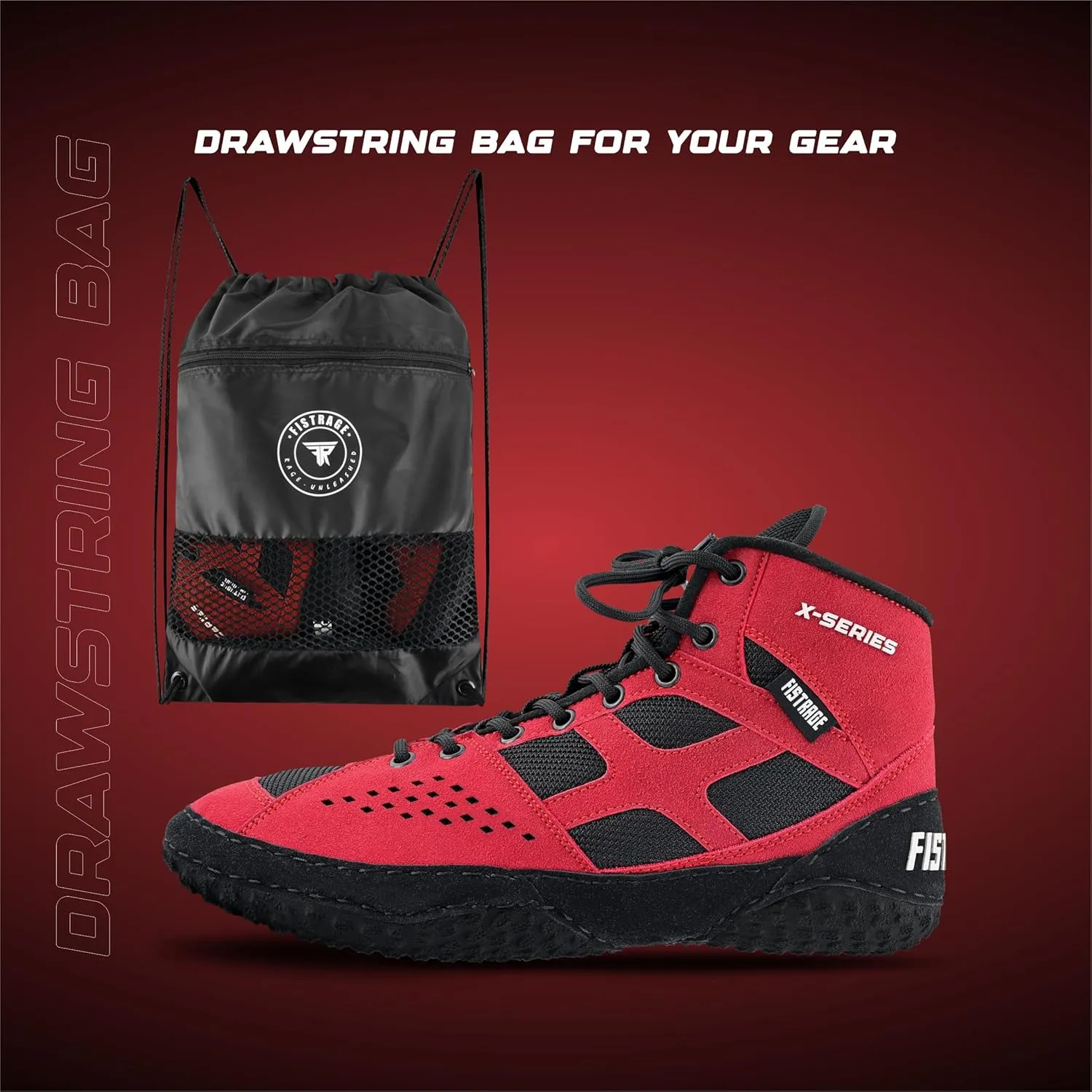 FISTRAGE Wrestling Shoes For Men, Women, Youth Lightweight Shoes Fighting Wrestling - AmmaraHide Seude with Rubber Sole, Sports Master Training Boots | Combat Footwear | Ventilated Design With Mesh | Pro Geniune Handmade Unisex Shoes