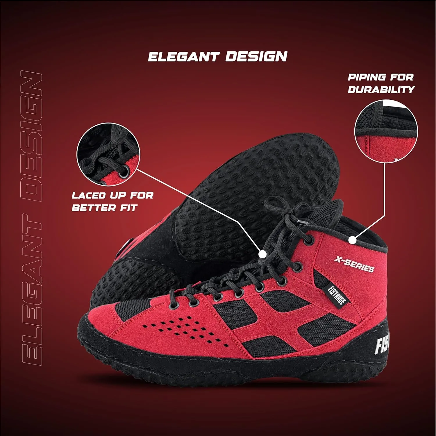 FISTRAGE Wrestling Shoes For Men, Women, Youth Lightweight Shoes Fighting Wrestling - AmmaraHide Seude with Rubber Sole, Sports Master Training Boots | Combat Footwear | Ventilated Design With Mesh | Pro Geniune Handmade Unisex Shoes