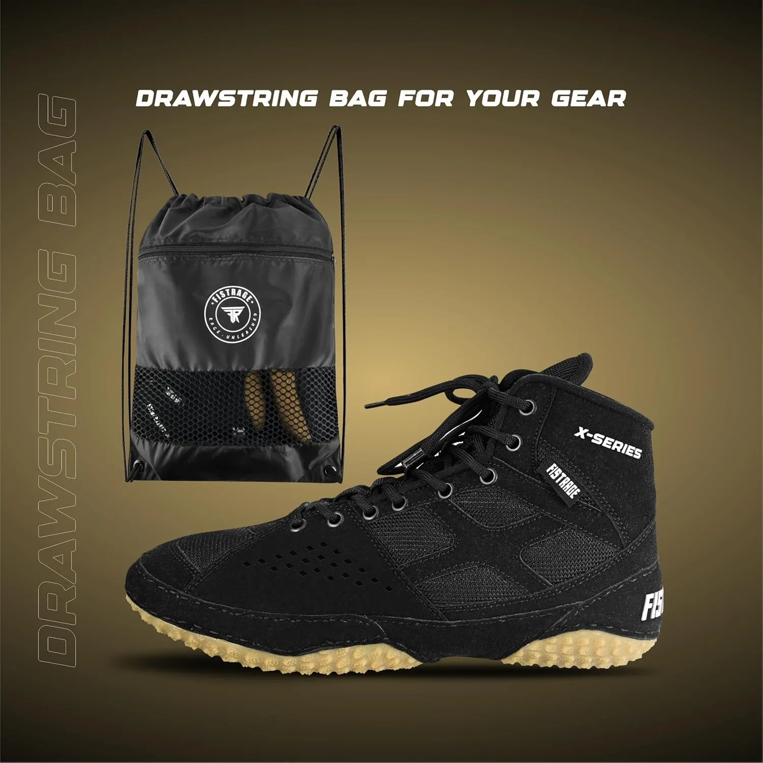 FISTRAGE Wrestling Shoes For Men, Women, Youth Lightweight Shoes Fighting Wrestling - AmmaraHide Seude with Rubber Sole, Sports Master Training Boots | Combat Footwear | Ventilated Design With Mesh | Pro Geniune Handmade Unisex Shoes
