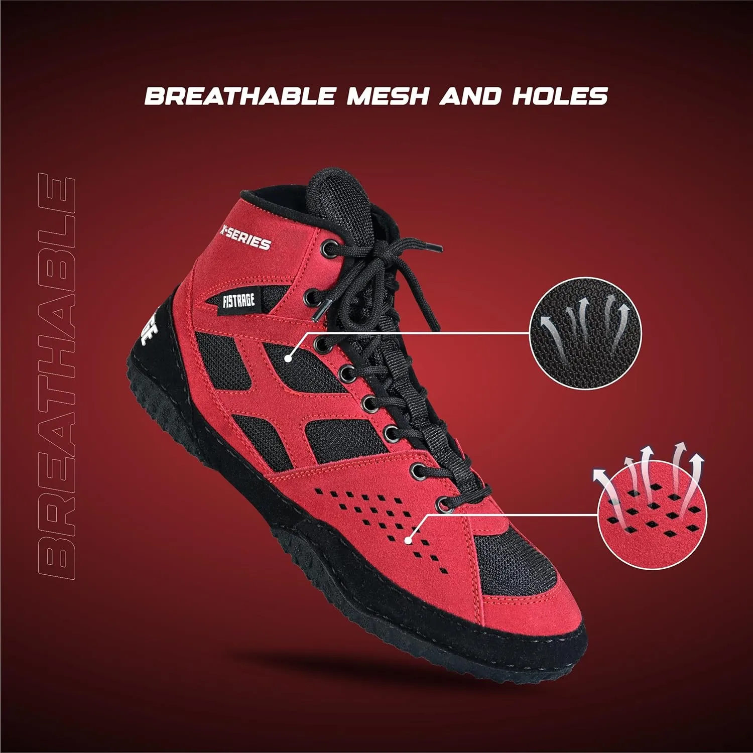 FISTRAGE Wrestling Shoes For Men, Women, Youth Lightweight Shoes Fighting Wrestling - AmmaraHide Seude with Rubber Sole, Sports Master Training Boots | Combat Footwear | Ventilated Design With Mesh | Pro Geniune Handmade Unisex Shoes