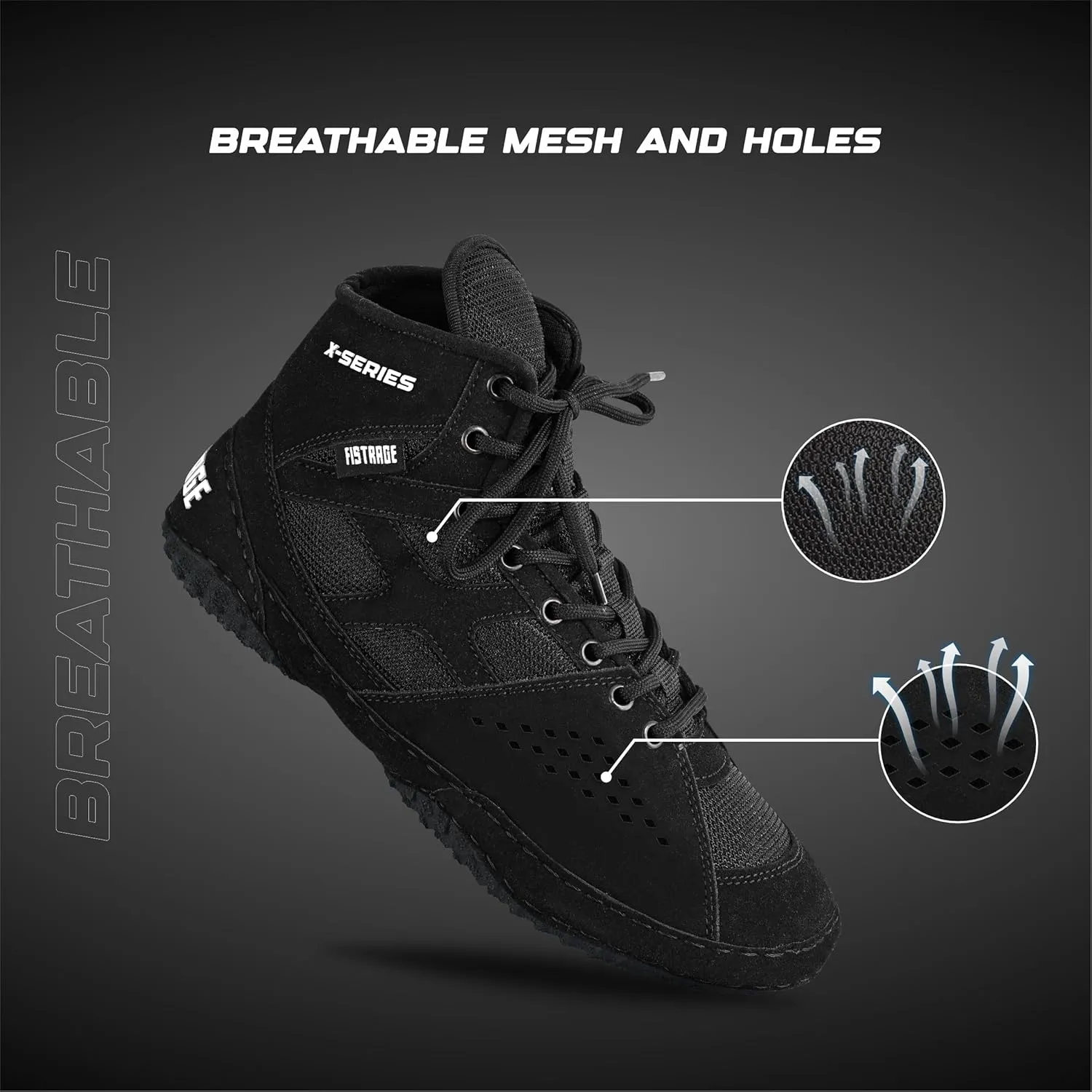FISTRAGE Wrestling Shoes For Men, Women, Youth Lightweight Shoes Fighting Wrestling - AmmaraHide Seude with Rubber Sole, Sports Master Training Boots | Combat Footwear | Ventilated Design With Mesh | Pro Geniune Handmade Unisex Shoes