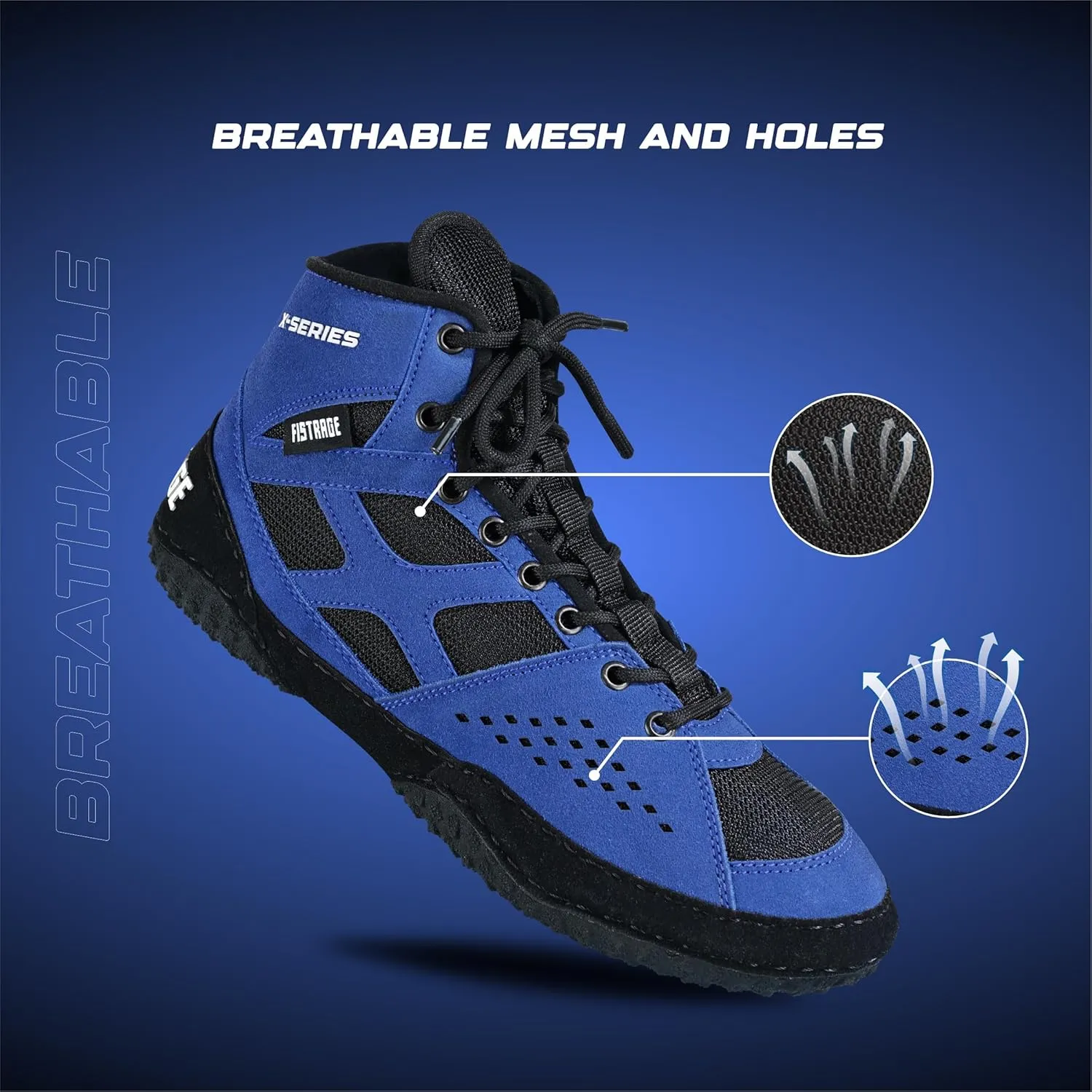 FISTRAGE Wrestling Shoes For Men, Women, Youth Lightweight Shoes Fighting Wrestling - AmmaraHide Seude with Rubber Sole, Sports Master Training Boots | Combat Footwear | Ventilated Design With Mesh | Pro Geniune Handmade Unisex Shoes