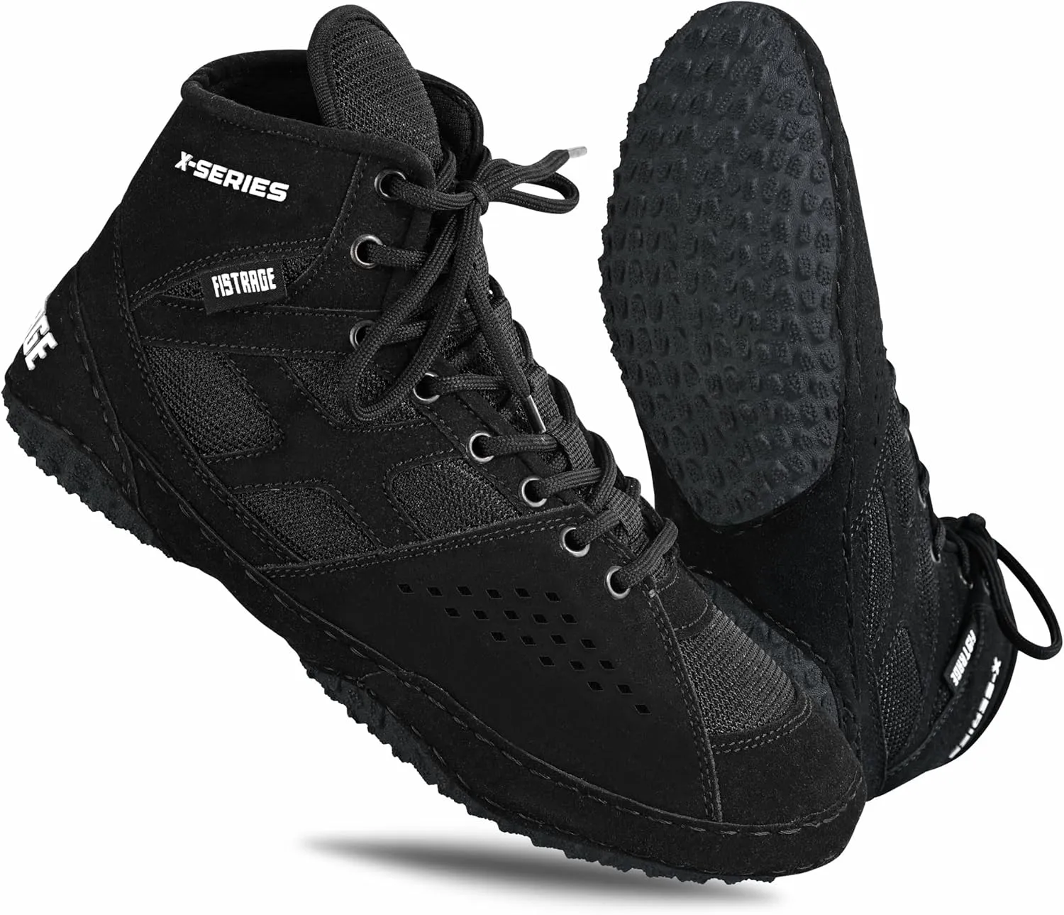 FISTRAGE Wrestling Shoes For Men, Women, Youth Lightweight Shoes Fighting Wrestling - AmmaraHide Seude with Rubber Sole, Sports Master Training Boots | Combat Footwear | Ventilated Design With Mesh | Pro Geniune Handmade Unisex Shoes