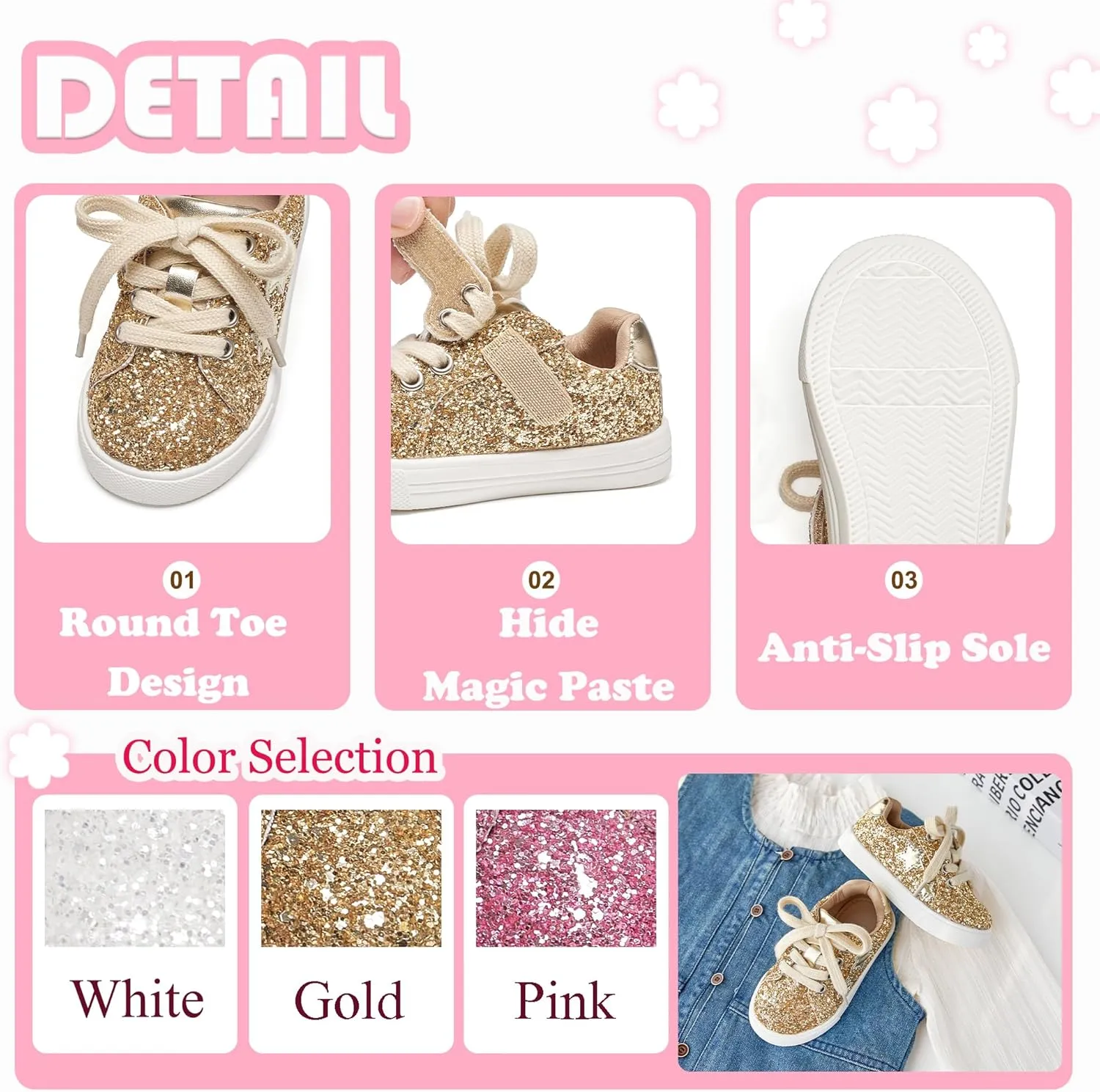 Flaryzone Toddler Girls Sneakers Little Girls Running Sports Shoes(Toddler/Little Kids)
