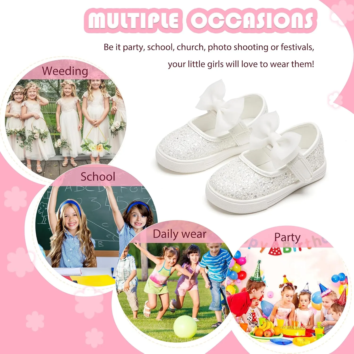 Flaryzone Toddler Girls Sneakers Little Girls Running Sports Shoes(Toddler/Little Kids)