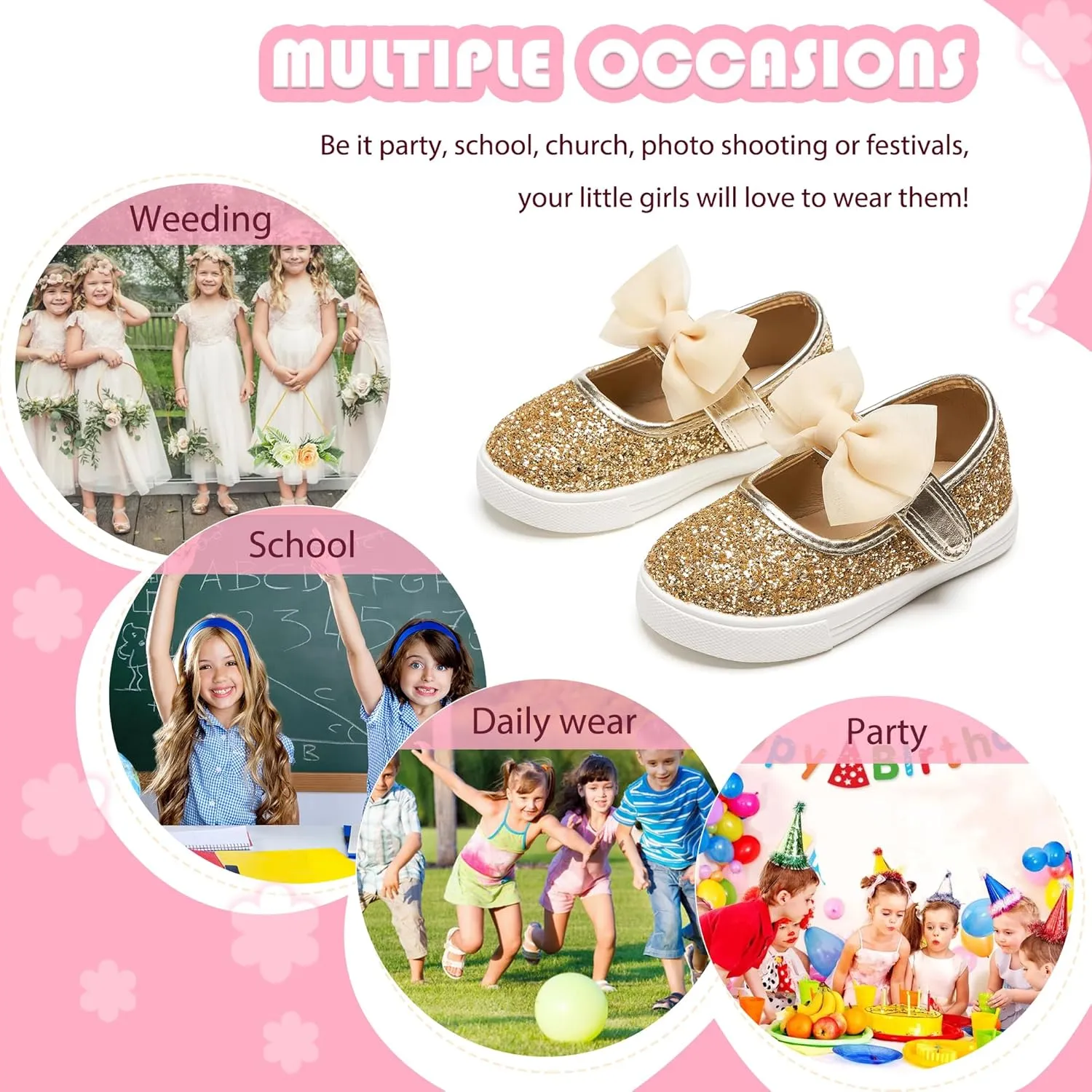 Flaryzone Toddler Girls Sneakers Little Girls Running Sports Shoes(Toddler/Little Kids)
