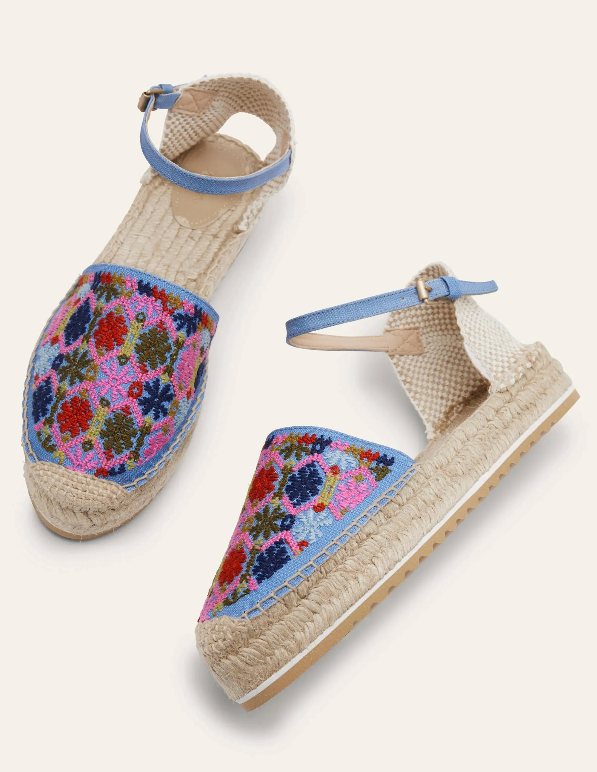 Flatform Espadrilles-Chambray Embroidery