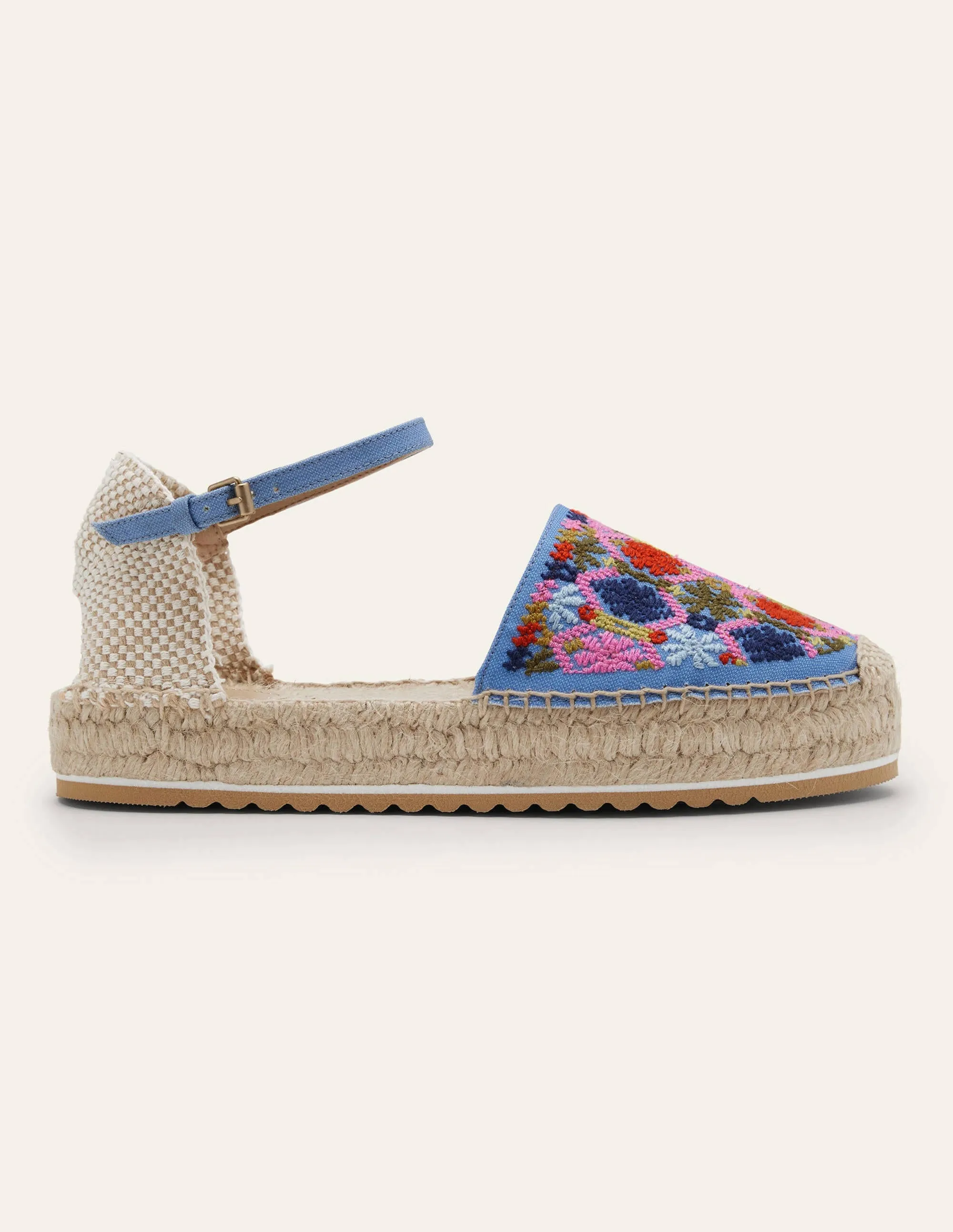 Flatform Espadrilles-Chambray Embroidery