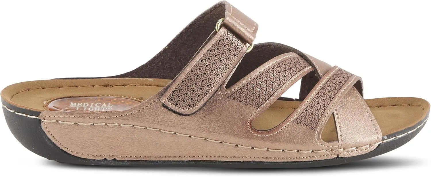Flexus Women's KARL Adjustable Slide Sandals - Strappy Design, Padded Insole, Made in Turkey