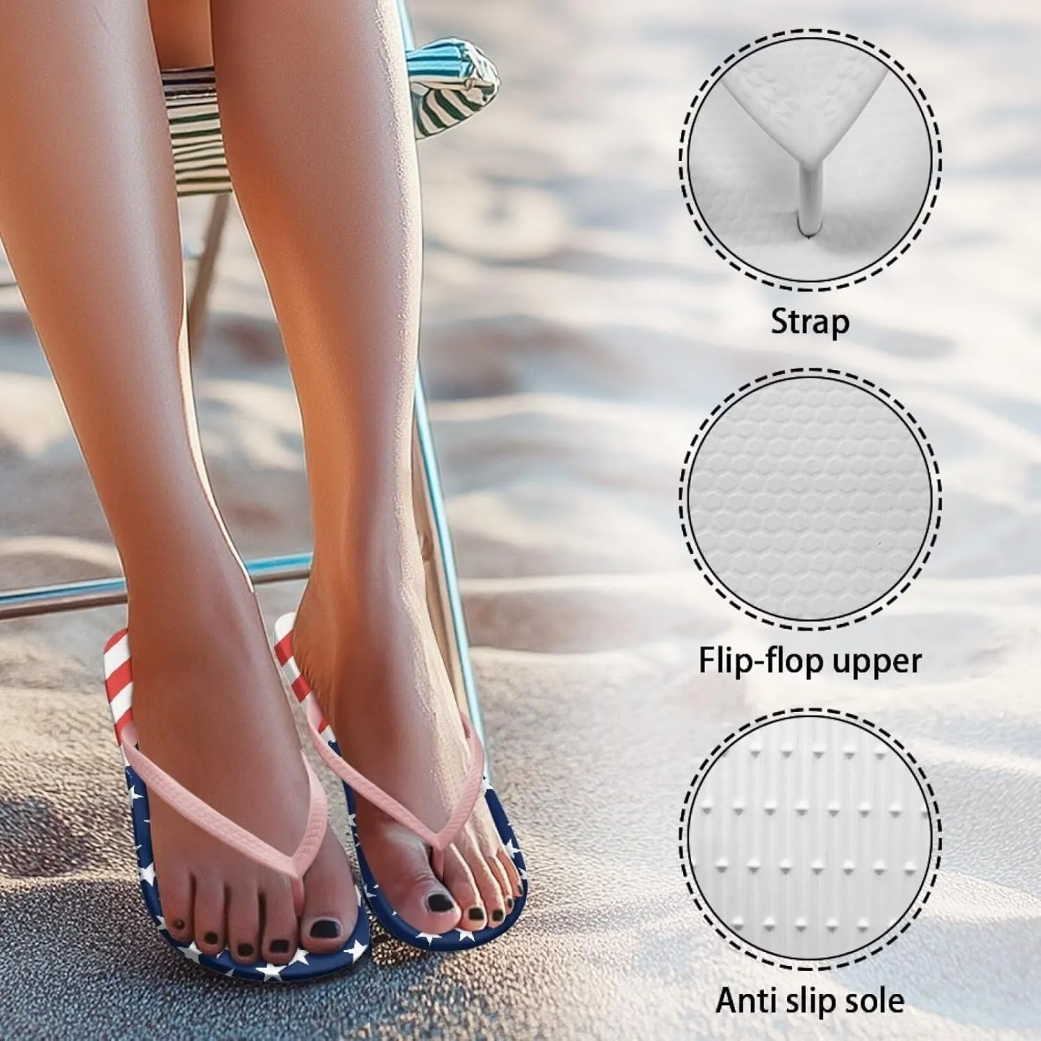 Flip Flops for Women Comfortable Summer Beach Walking Thong Cushion Sandals Slip On Indoor Shower Outdoor