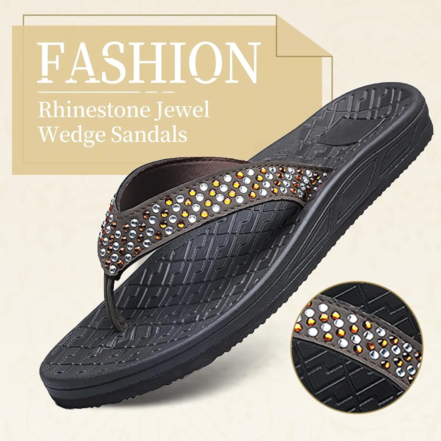 Flip Flops for Women with Arch Support Rhinestone Comfortable Summer Beach Walking Thong Sandals Orthotic Rubber Soles Flip Flop Slippers Slip On Indoor Outdoor