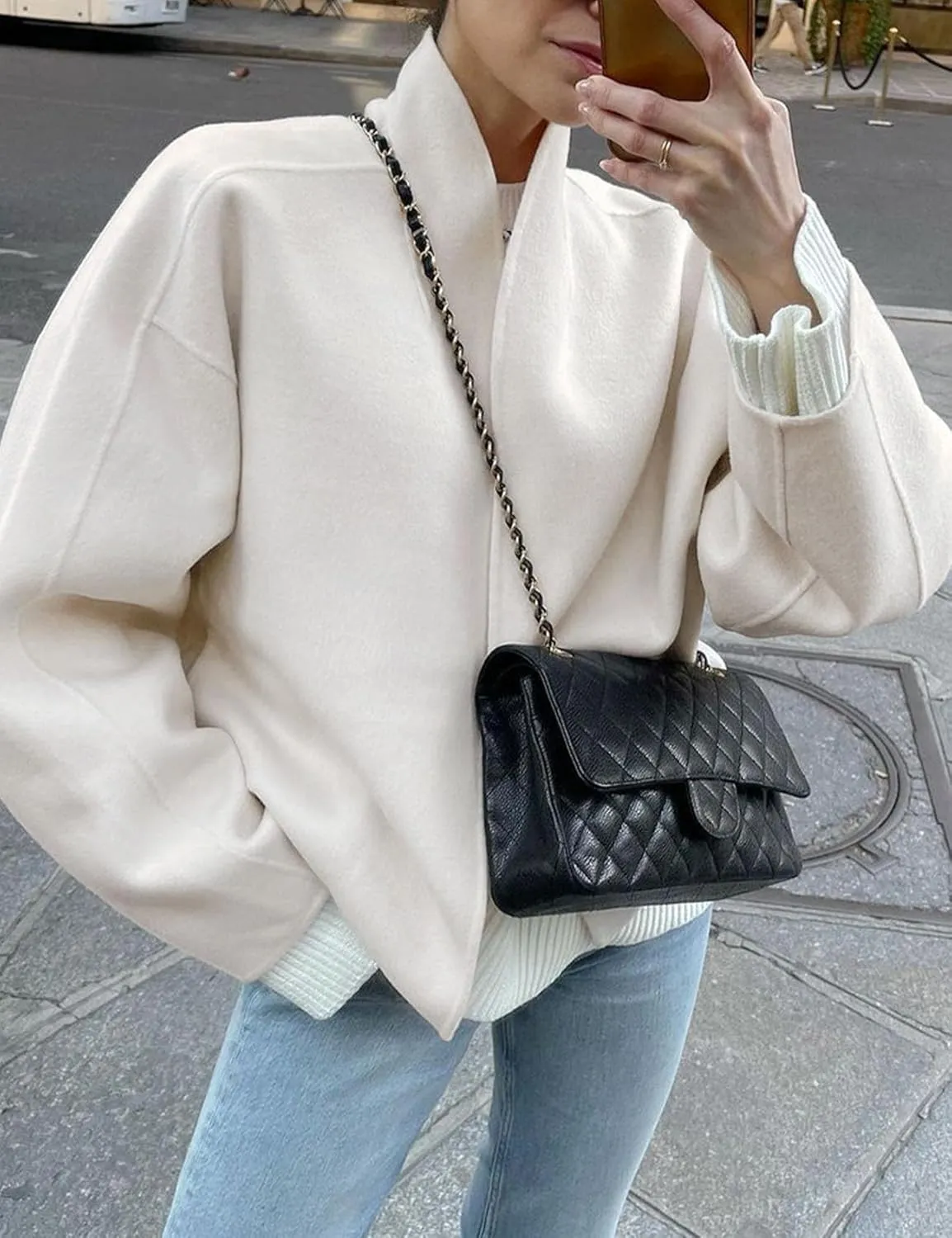 Flygo Womens Peacoat Jacket Open Front Long Sleeve Short Pea Coats Casual Trendy Fall Jacket Outwear