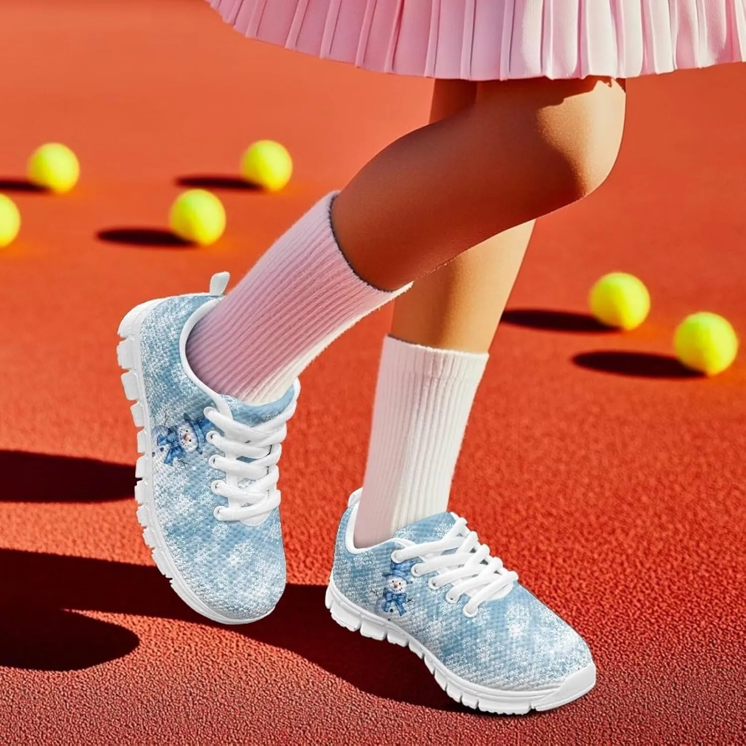 FOR U DESIGNS Kids Athletic Shoes Lace Up Sports Outdoor Sneakers Girls Walking Shoes Mesh Breathable Boys Running Tennis Shoes