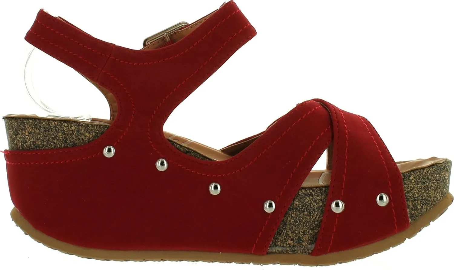 Forever Freya-23 Womens Cork Look Platform Ankle Strap Low Wedge Sandals