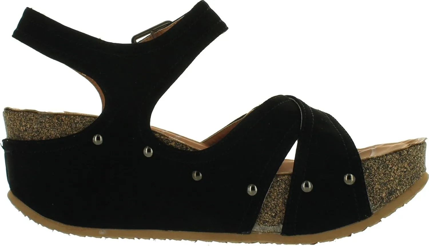 Forever Freya-23 Womens Cork Look Platform Ankle Strap Low Wedge Sandals