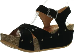 Forever Freya-23 Womens Cork Look Platform Ankle Strap Low Wedge Sandals