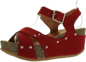 Forever Freya-23 Womens Cork Look Platform Ankle Strap Low Wedge Sandals