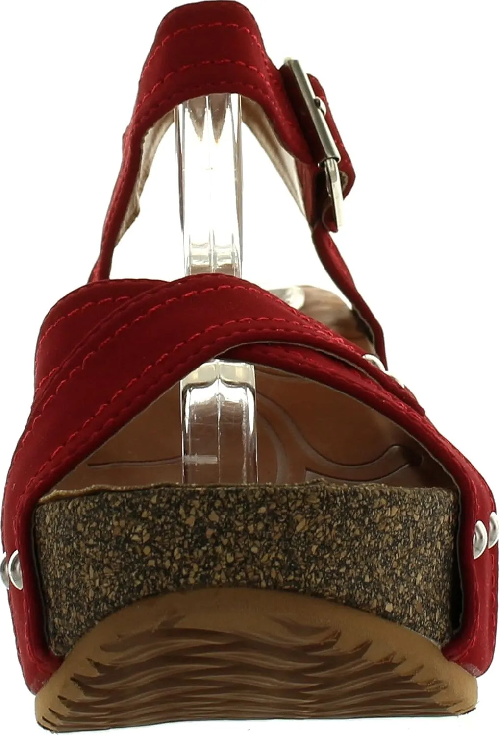 Forever Freya-23 Womens Cork Look Platform Ankle Strap Low Wedge Sandals