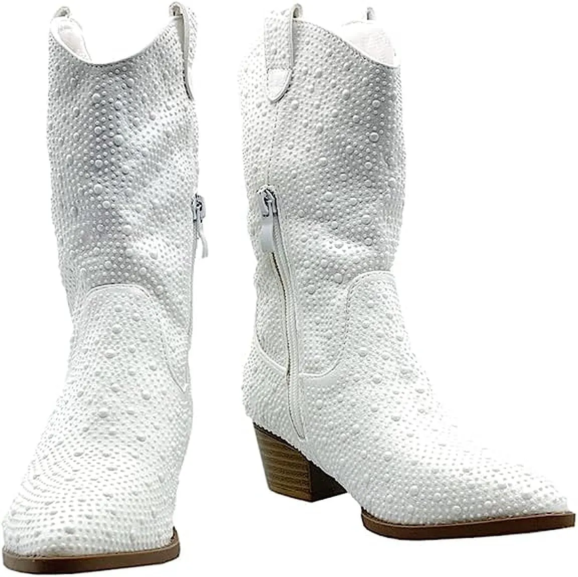 Forever Girls/Kids Rhinestone Western Cowgirl Cowboy Pointed Toe Low Heel Boots