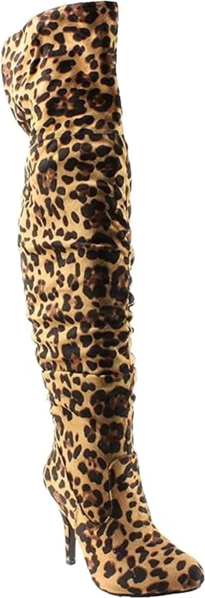 Forever Link Womens Focus-33 Vegan Leather Over The Knee Fashion Boots