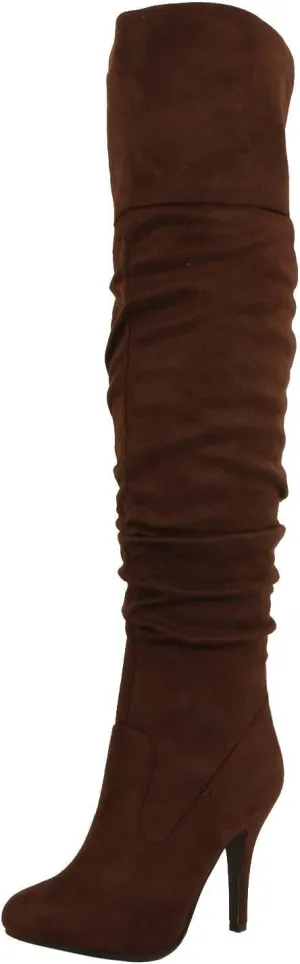 Forever Link Womens Focus-33 Vegan Leather Over The Knee Fashion Boots