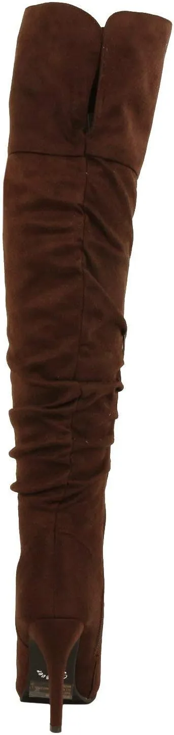 Forever Link Womens Focus-33 Vegan Leather Over The Knee Fashion Boots