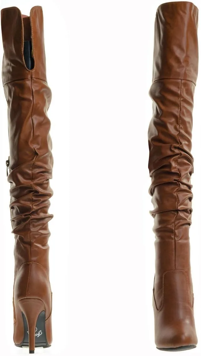 Forever Link Womens Focus-33 Vegan Leather Over The Knee Fashion Boots