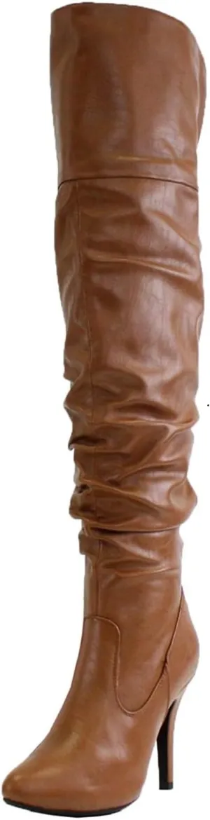 Forever Link Womens Focus-33 Vegan Leather Over The Knee Fashion Boots