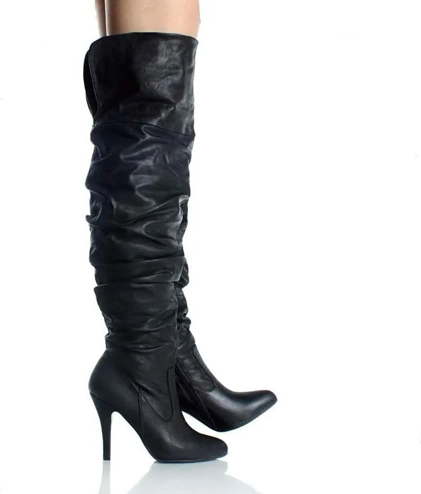 Forever Link Womens Focus-33 Vegan Leather Over The Knee Fashion Boots