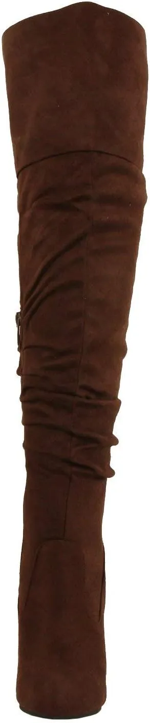 Forever Link Womens Focus-33 Vegan Leather Over The Knee Fashion Boots