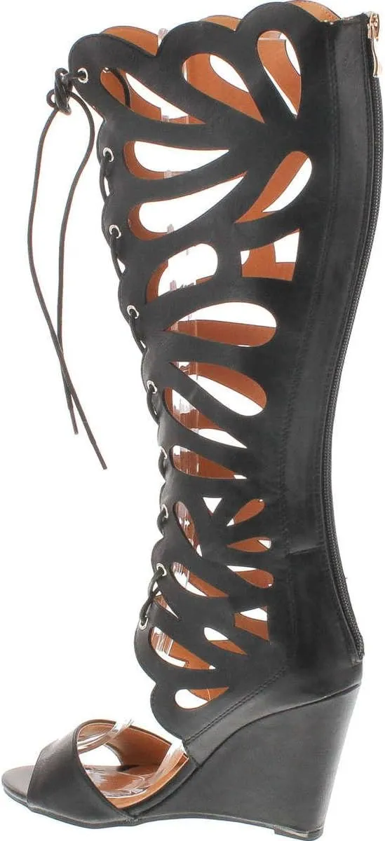 Forever Link Womens Rainbow-01 Gladiator Wedge Sandals