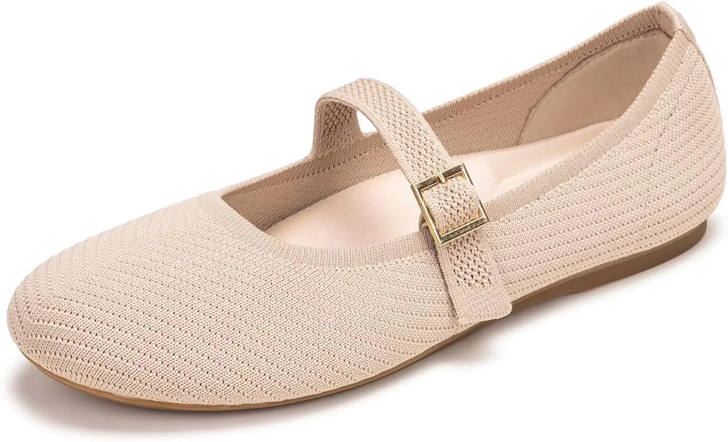Frank Mully Women's Mary Jane Flats Comfortable Dressy Ballet Flats Casual Round Toe Slip On Washable Knitted Fabric Office Work Woman Shoes