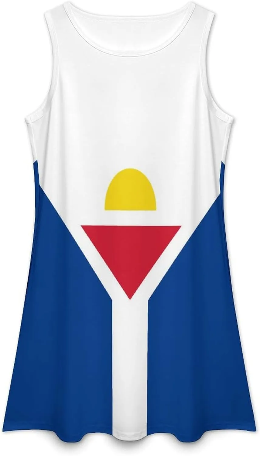 French Saint Martin Flag Women's Summer Dress Sleeveless Casual Loose Beach Vacation Tank Sundress