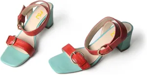 FSJ Women Open Toe Ankle Strap Mid Block Chunky Heels Two Straps Slingback Sandals Buckle Fashion Party Dress Shoes