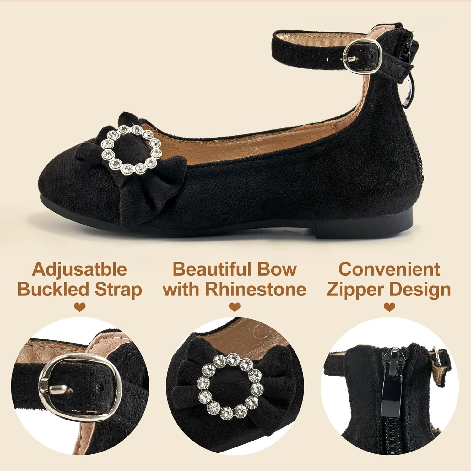 FUDYNMALC Girls Dress Shoes Ballet: Rhinestones Bow Princess Flats for Toddle Little Big Kids Mary Jane Footwear Wedding Party