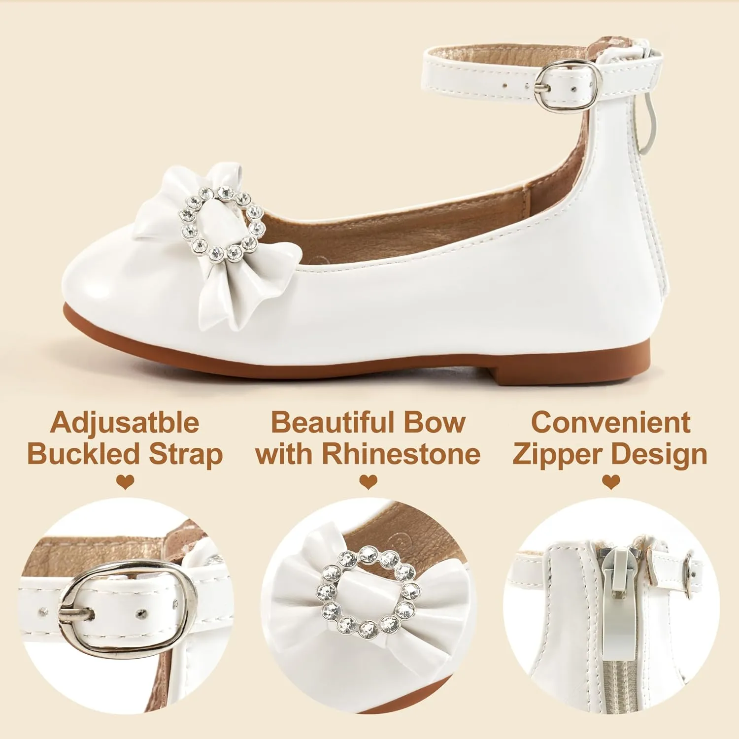 FUDYNMALC Girls Dress Shoes Ballet: Rhinestones Bow Princess Flats for Toddle Little Big Kids Mary Jane Footwear Wedding Party