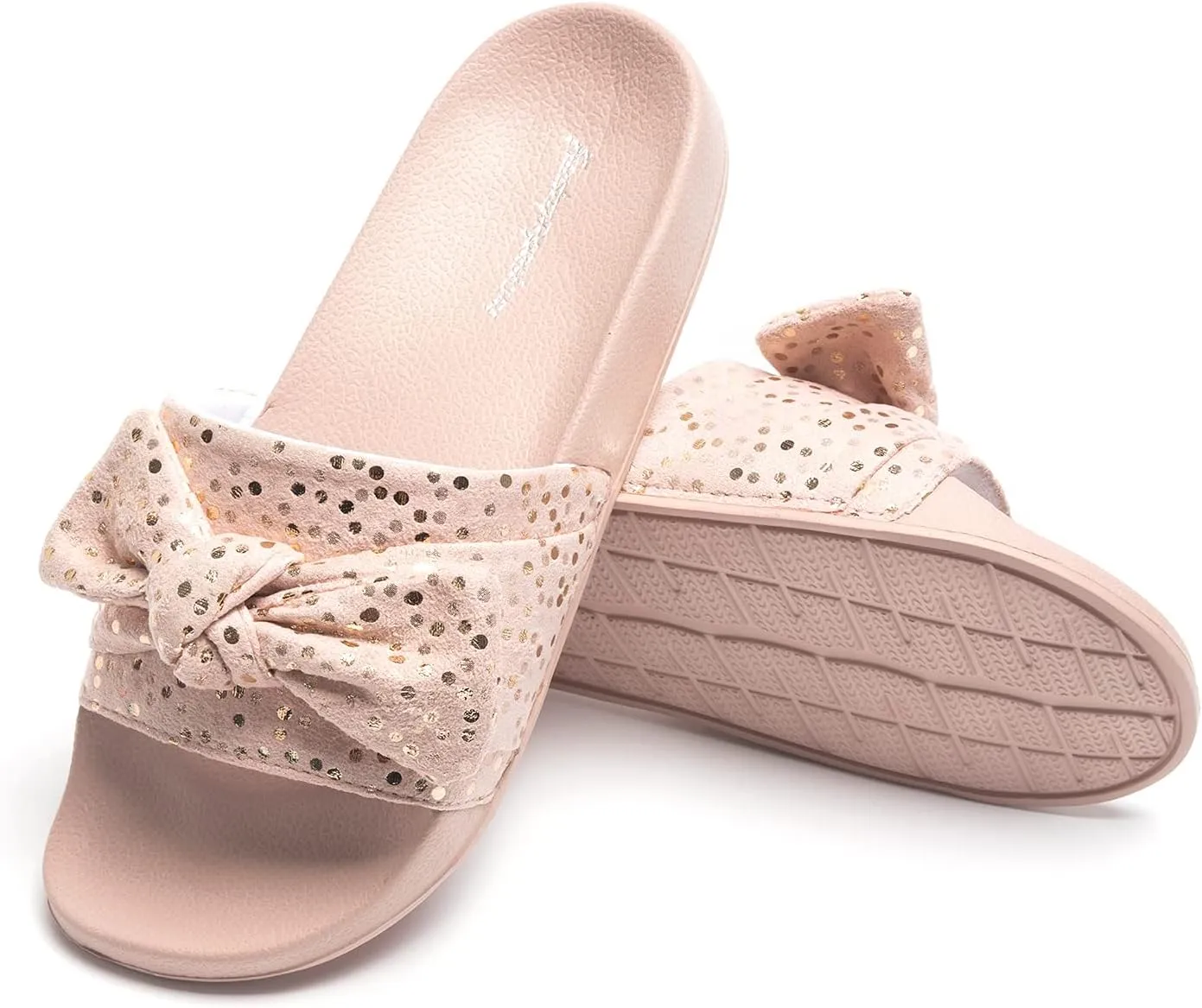 FUNKYMONKEY Women's Slides Sandals Bowknot Beach Casual Comfort Slippers