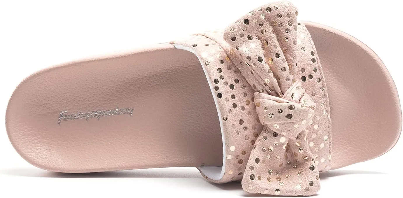 FUNKYMONKEY Women's Slides Sandals Bowknot Beach Casual Comfort Slippers