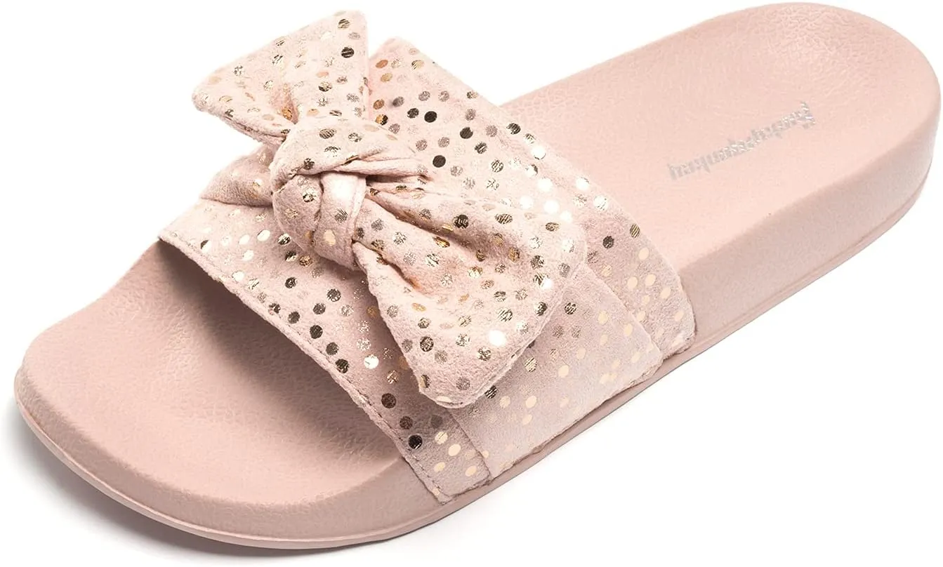 FUNKYMONKEY Women's Slides Sandals Bowknot Beach Casual Comfort Slippers