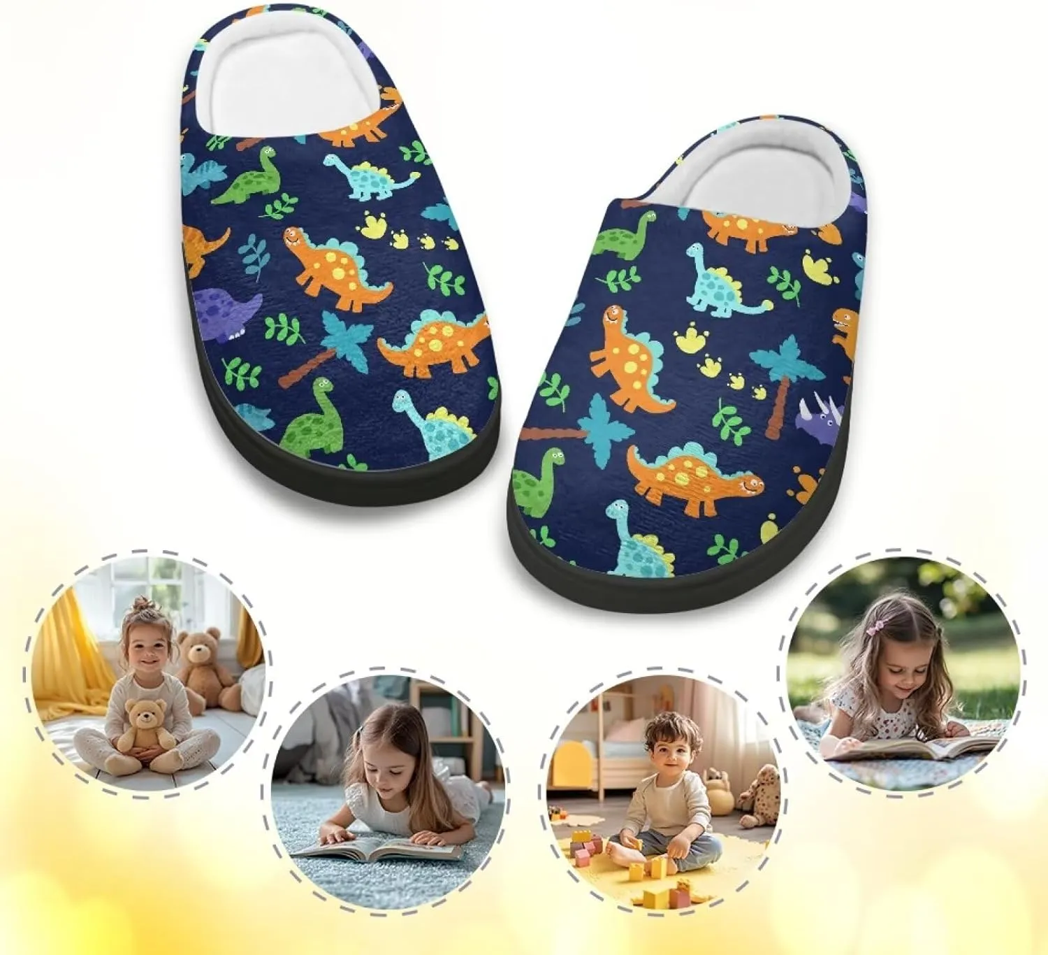 Fuzzy Slippers for Little Kids Boys Girls Cozy Warm Winter House Slippers Comfy with Non-Slip Sole SizeUS 9-15