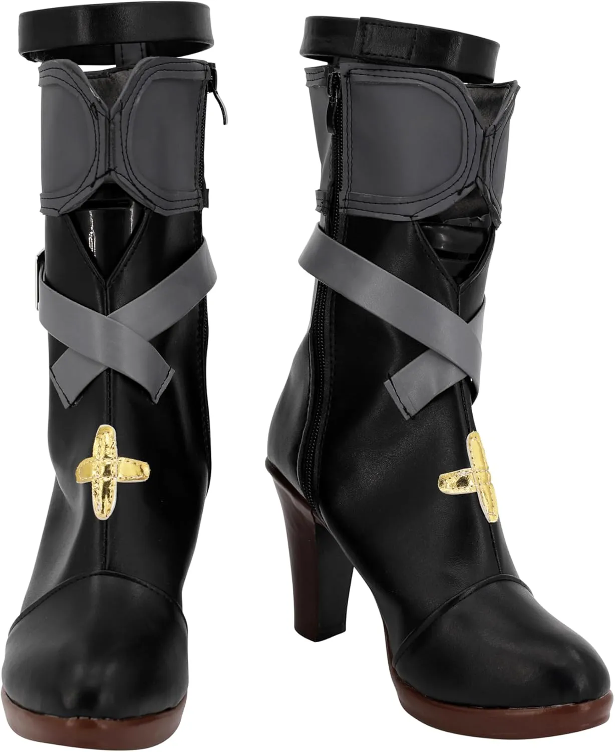 Game Danjin Cosplay Boots Anime Black High Heel Leather Shoes for Princess Queen Knight Halloween Carnival Party Props