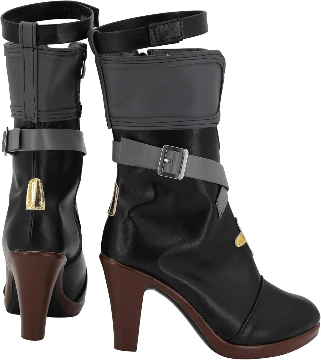 Game Danjin Cosplay Boots Anime Black High Heel Leather Shoes for Princess Queen Knight Halloween Carnival Party Props
