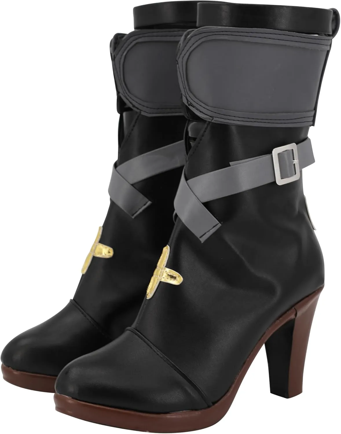 Game Danjin Cosplay Boots Anime Black High Heel Leather Shoes for Princess Queen Knight Halloween Carnival Party Props