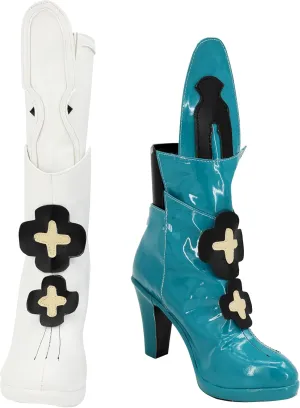 Game Ereshkigal Cosplay White Boots Anime Leather High Heel Shoes for Women God Halloween Carnival Party Props