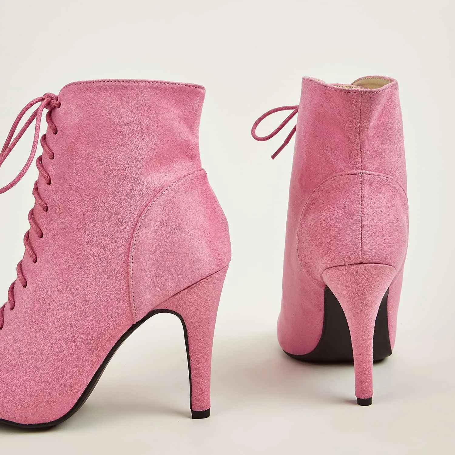 GATUXUS Women Platform Open Toe Lace Up High Heel Boots Ankle Booties Pump Shoes